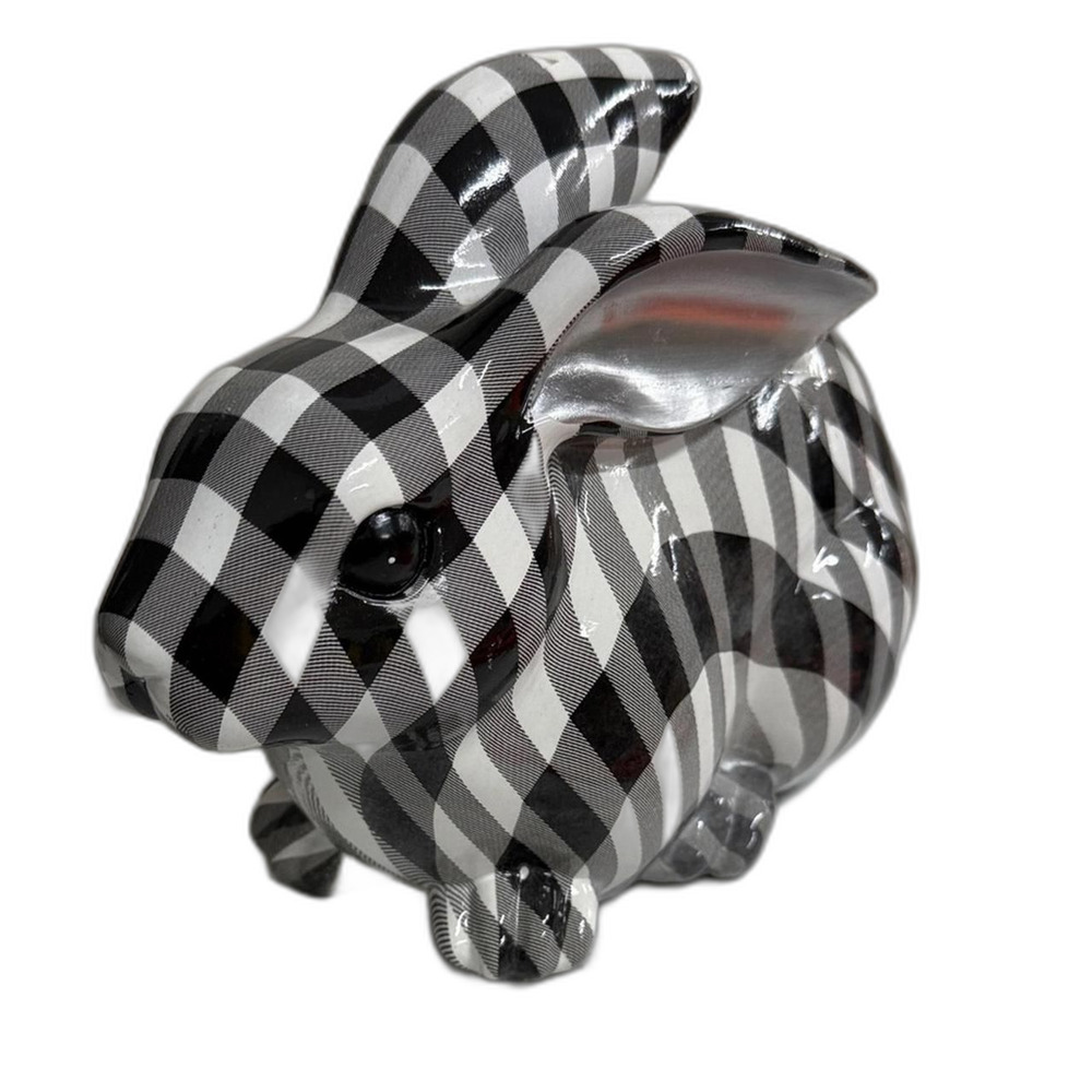 Black and White Plaid/Checkered Bunny - Picture 2 of 5